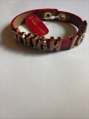 TOUGH LOVE Red Crystal Letter Bracelet - Women Jewelry